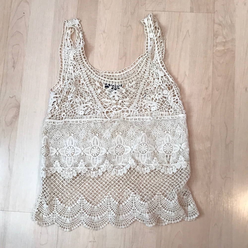Cream lace tank